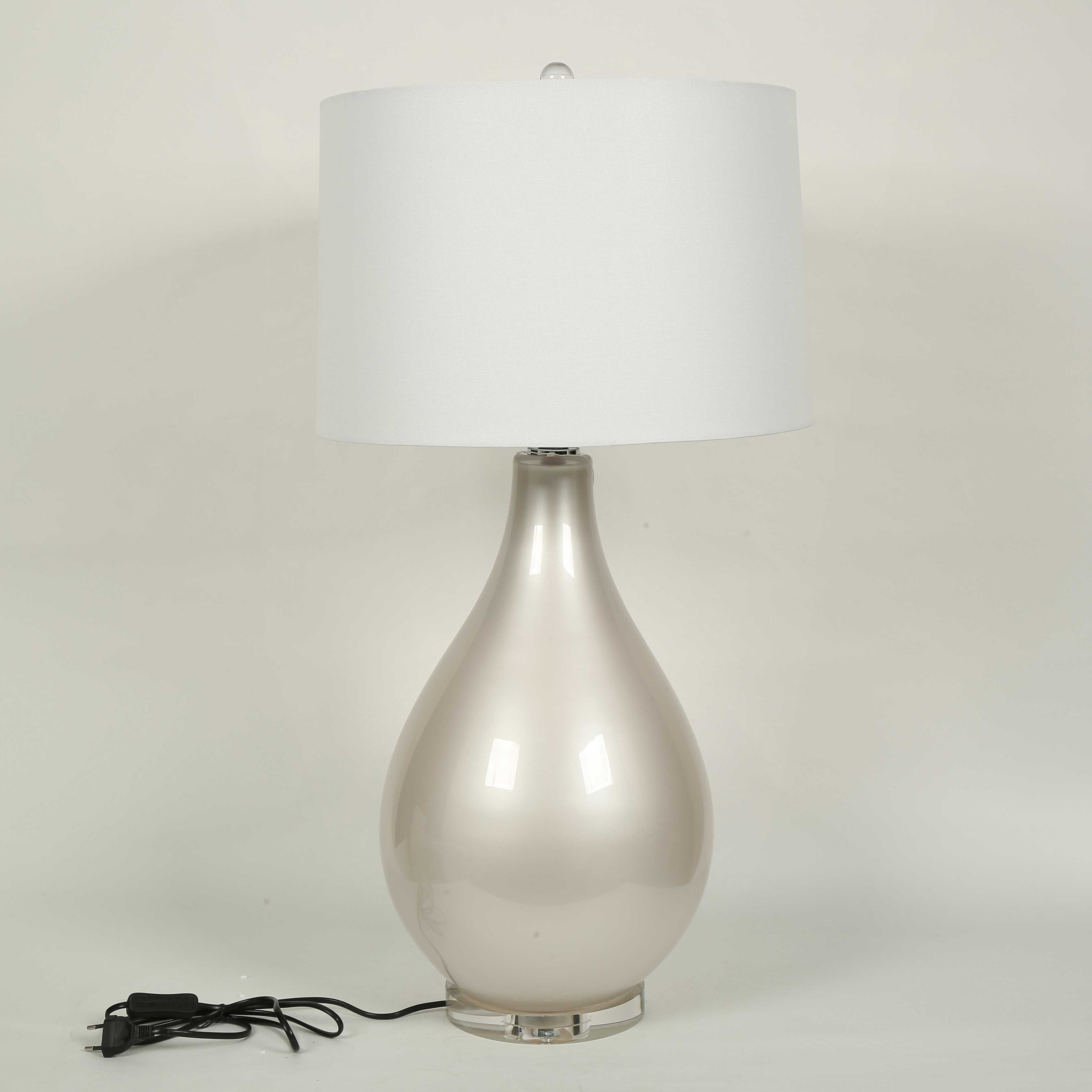 Cam İnci Beyaz Abajur 